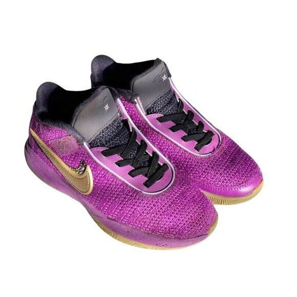Nike LeBron 20 'Young Heirs' FD0207-500 Youth Size 2Y Purple W/ Gold Swoosh - Picture 1 of 13